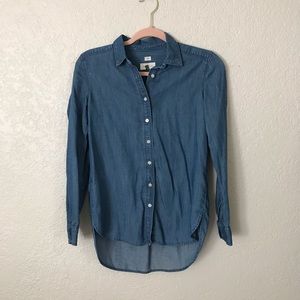 Denim button down top